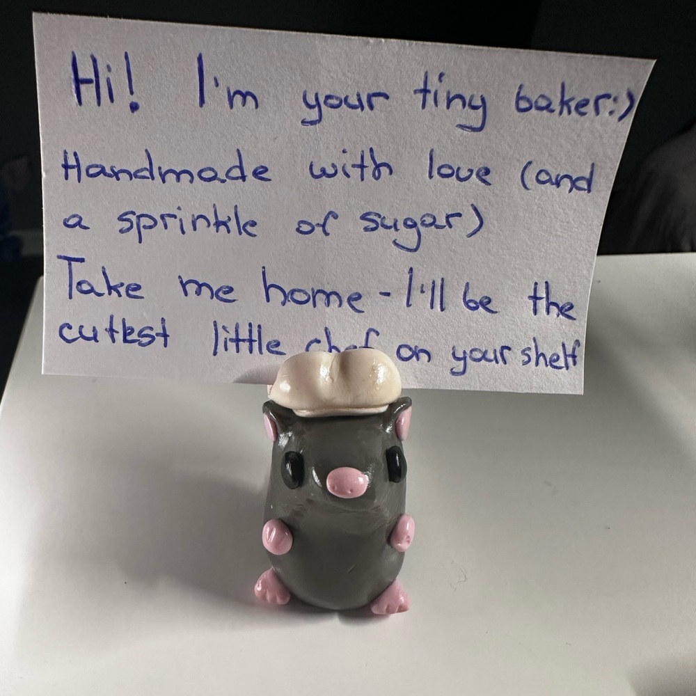 Mini Clay Chef Mouse | Card, Photo, or Note Holder | Handmade Decor & Gift